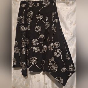 Textured swirl patterned asymmetrical midi skirt nwot sz 12